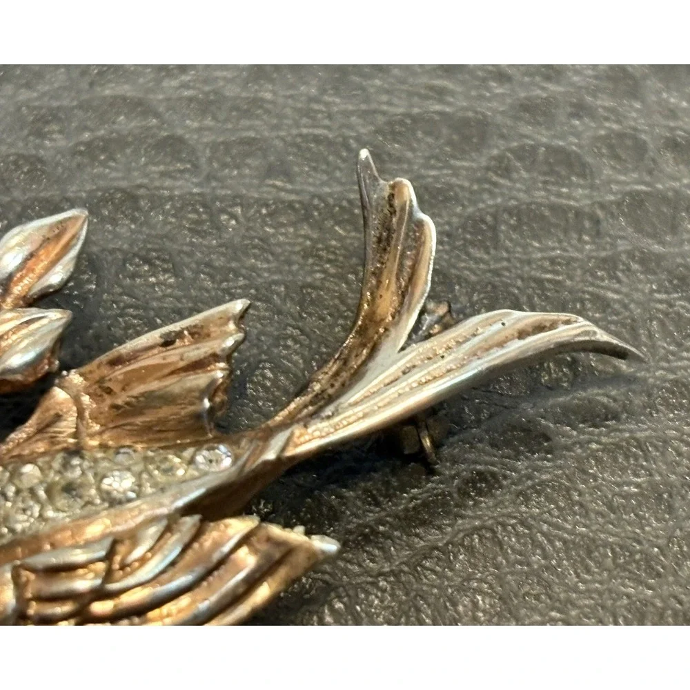 Whimsical Vintage Sterling Silver Brooch Bird On Branch 40's Brooch Pin